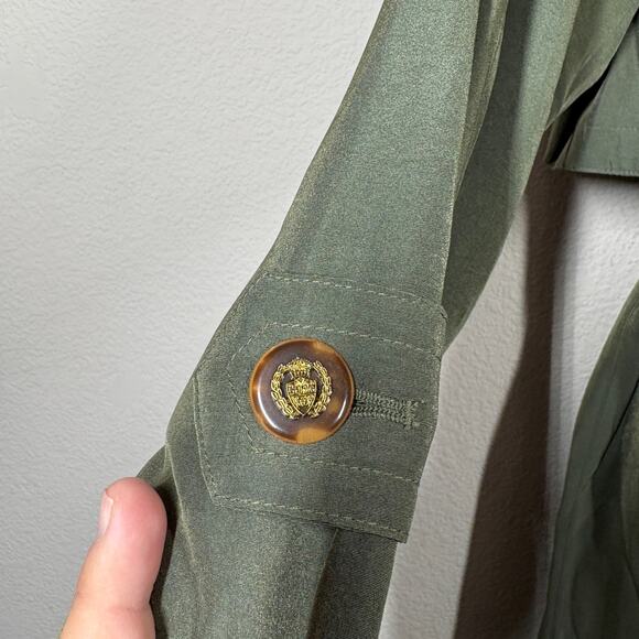 Gallery Petite 10 Double Breasted Trench Coat Olive Green Belted Zip Out NWT - Picture 7 of 15